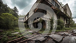 Nature's Takeover. Post-apocalyptic setting where nature prevails photo
