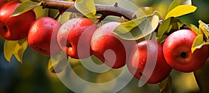 Nature\'s Tapestry Unveiled: A Myriad of Ripped Apples Adorn a Majestic Branch, an Ode to Resilience and Abundance - AI Generative