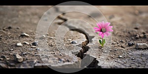 Nature\'s Tenacity Symbolized A Resilient Flower Thrives In A Harsh Environment photo