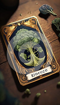 Nature\'s Wisdom: An AI Rendered Tarot Card Honoring the Broccoli Spirit