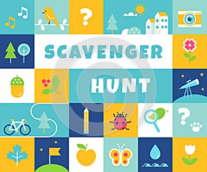 Nature Scavenger Hunt. Summer Camp and Community Activity and Game for Children