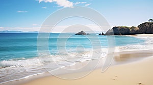 Nature scene of a clear blue sky and tranquil beach