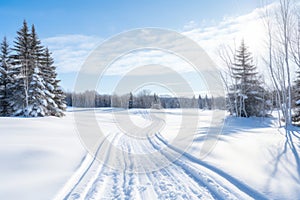 nature scene with cross country ski tracks