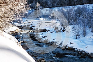 Nature Scenes winter landscape river.
