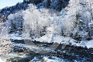 Nature Scenes winter landscape river.