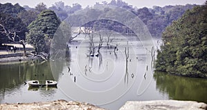 A nature scenic view of a lake in a park located in Hauz khas , South Delhi - India photo