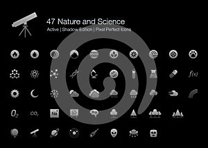 Nature, Science, and Chemistry Web Icons for Black Background