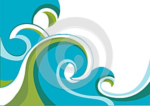 Nature sea with waves and sun.Vector illustration