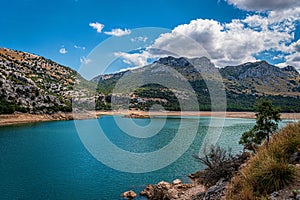Nature in the sierra de tramuntana, lake and mountains, mallorca, spain photo