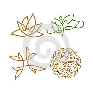 Nature spa logo Abstract Leaf Design Icon vector Template set