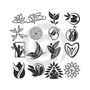 Nature spa logo Collection Design Icon vector Template set