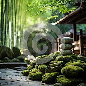 nature spa stones setting