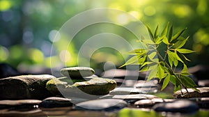 nature spa stones setting