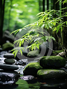 nature spa stones setting