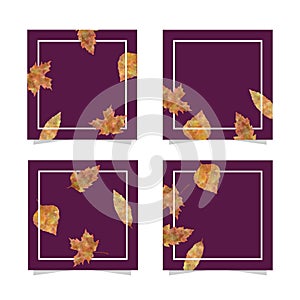 Nature square banners set with autumn dryleaves