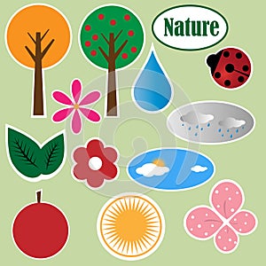 Nature stickers - vector