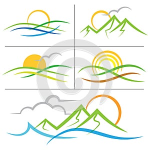 Nature sunrise mountain logo