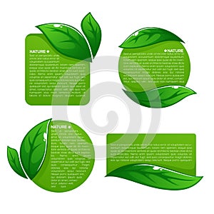 Nature tag templates, vector collection of leaf labels, stickers