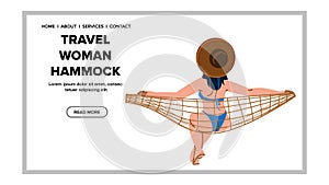 nature travel woman hammock vector