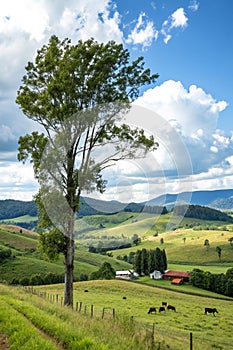 Nature, tree, clouds, sky, illustration