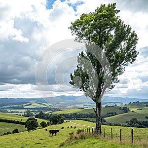 Nature, tree, clouds, sky, illustration