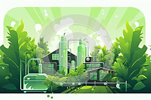 Nature tree environment illustration design landscape ecological plant city building background energy green house