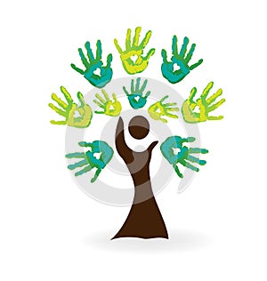 Nature tree and hands concept vector