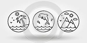 Nature, vacation, camping. Set of icons, logos