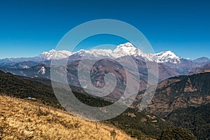 Nature view of Himalayan mountain range along pooh hill trekking route