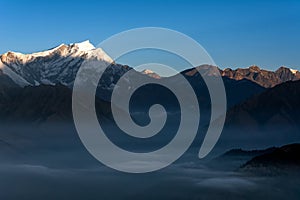 Nature view of Himalayan mountain range at Poon hill view point,Nepal.