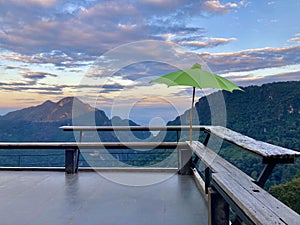 Nature view and native village of Coffee shop at Doi Pha Hee, Chiang Rai in Thailand