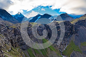 Nature view with snowy peaks in Annapurna Conservation Area, Nepal