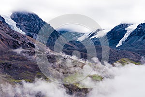 Nature view with snowy peaks in Annapurna Conservation Area, Nepal