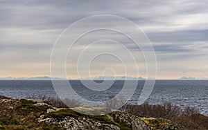 Nature view from the trail to reach Kvalvika beach, Moskenesoy, Lofoten Islands