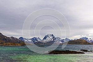 Nature view on the way to Kvalvika beach, Moskenesoy, Lofoten Islands