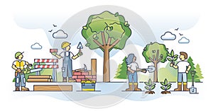 Nature vs urbanization as different contrast areas for living outline concept