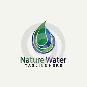 Nature Water logo vector icon illustration design  template.Ecology logo.Water Drop Leaf Logo.Water Drop Design Template vector