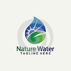 Nature Water logo vector icon illustration design  template.Ecology logo.Water Drop Leaf Logo.Water Drop Design Template vector