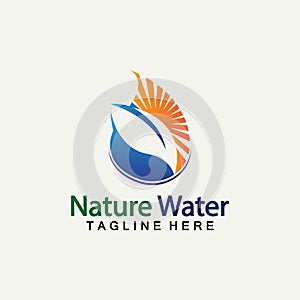 Nature Water logo vector icon illustration design  template.Ecology logo.Water Drop Leaf Logo.Water Drop Design Template vector