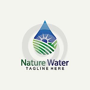 Nature Water logo vector icon illustration design  template.Ecology logo.Water Drop Leaf Logo.Water Drop Design Template vector