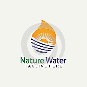 Nature Water logo vector icon illustration design  template.Ecology logo.Water Drop Leaf Logo.Water Drop Design Template vector