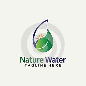 Nature Water logo vector icon illustration design  template.Ecology logo.Water Drop Leaf Logo.Water Drop Design Template vector