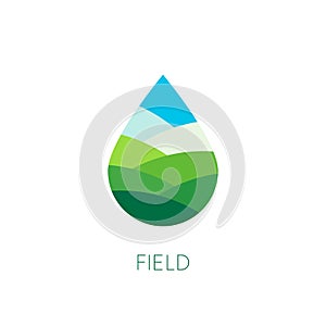 Nature water sign. Organic food and drink label. Farm stamp. Field logo template. Drop vector icon. Agriculture. Eco