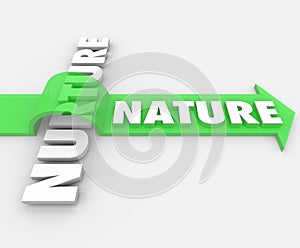 Nature Word Jumping Arrow Over Nurture Genetics Hereditary