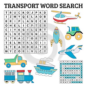 Nature word search game for kids in vector