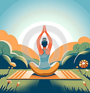 Nature Yoga Meditation Vector Illustration