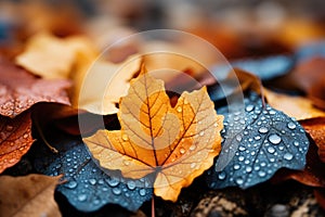 Natures Carpet Colorful leaves blanketing the forest - stock photo concepts