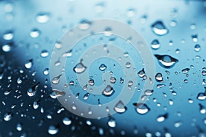 Natures contrast Raindrops on glass, blue sky and gloomy weather