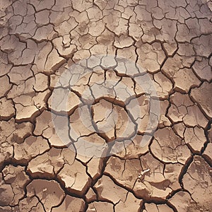 Natures plea Barren landscape with deeply cracked and dry soil photo