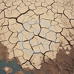 Natures plea Barren landscape with deeply cracked and dry soil photo
